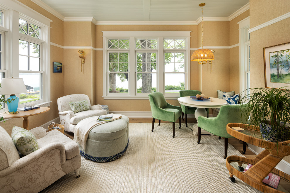 Example of a beach style sunroom design in Minneapolis