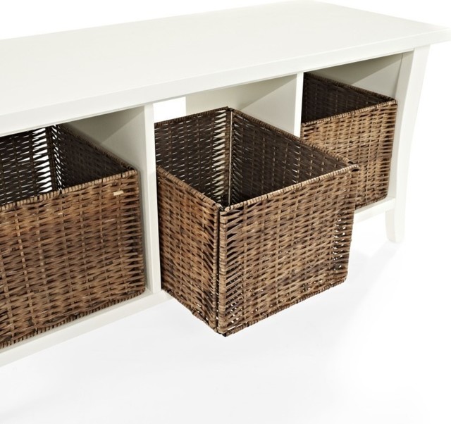 Crosley Wallis Entryway Storage Bench Black Tropical Accent