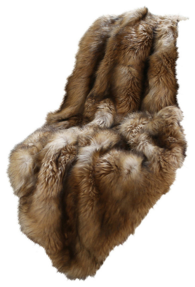Luxe Faux Fur Throw Blanket, 60" Contemporary Throws by Best Home