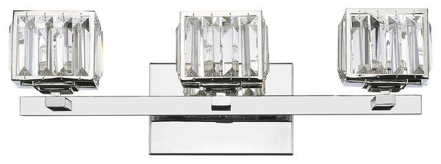 Trilluminate 3-Light Chrome Finish Crystal Globe Bath Vanity Wall Fixture 21"