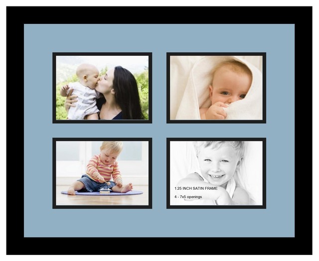 ArtToFrames Collage Photo Frame with 4 Openings and Satin Black Frame