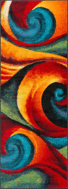 Susan Contemporary Abstract Area Rug, Multi-Color, 2'7'' X 7'3''