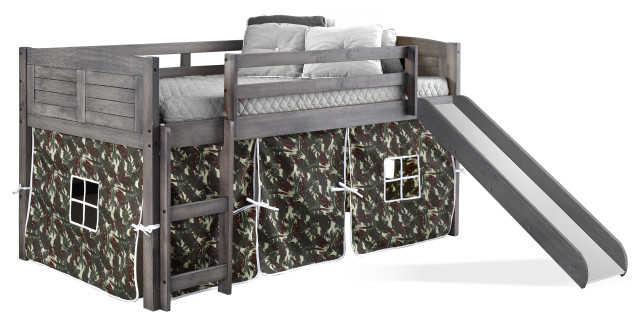 Twin Louver Low Loft W/Slide & Camo Tent Kit In Antique Grey Finish