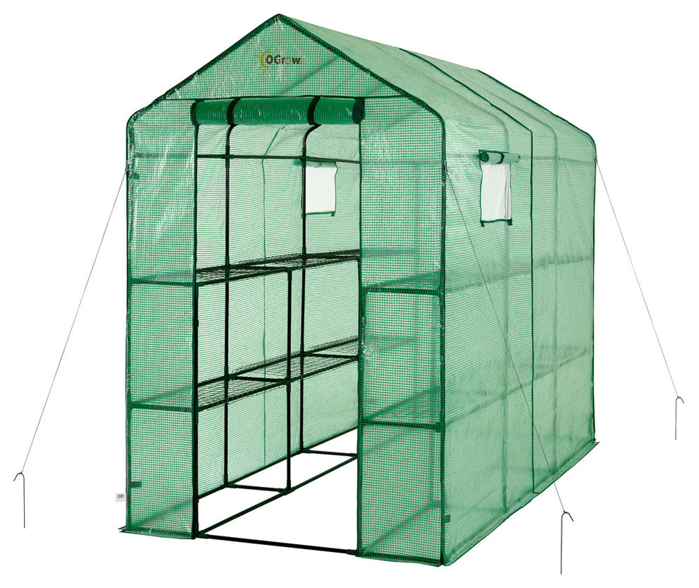oGrow Extra Large WalkIn 2Tier 12Shelf Portable Garden Greenhouse