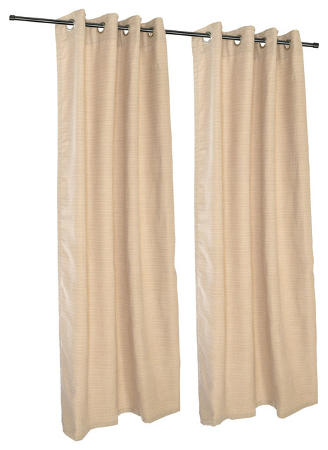 Dupione Bamboo Sunbrella Outdoor Single Panel Curtain With