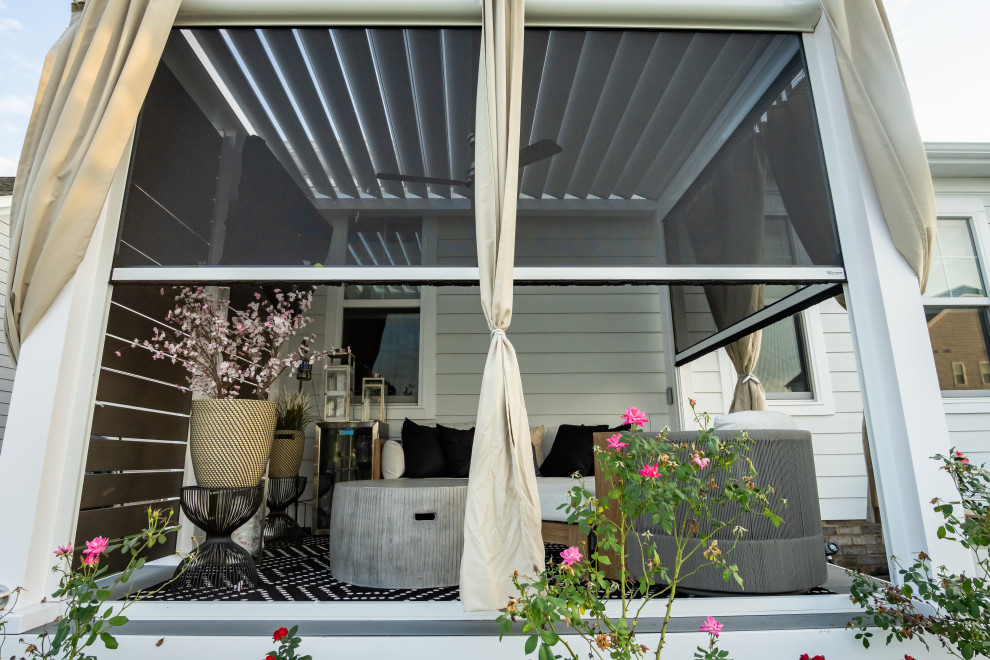 Design ideas for a medium sized traditional back private and ground level terrace in Richmond with a pergola.
