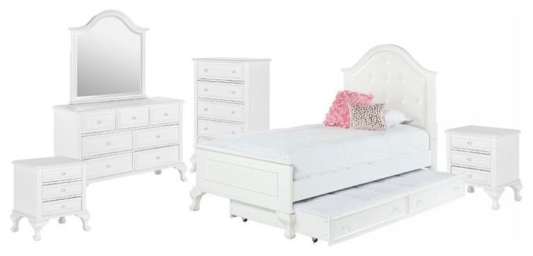 Picket House Furnishings Jenna 6 Piece Twin Bedroom Set in White