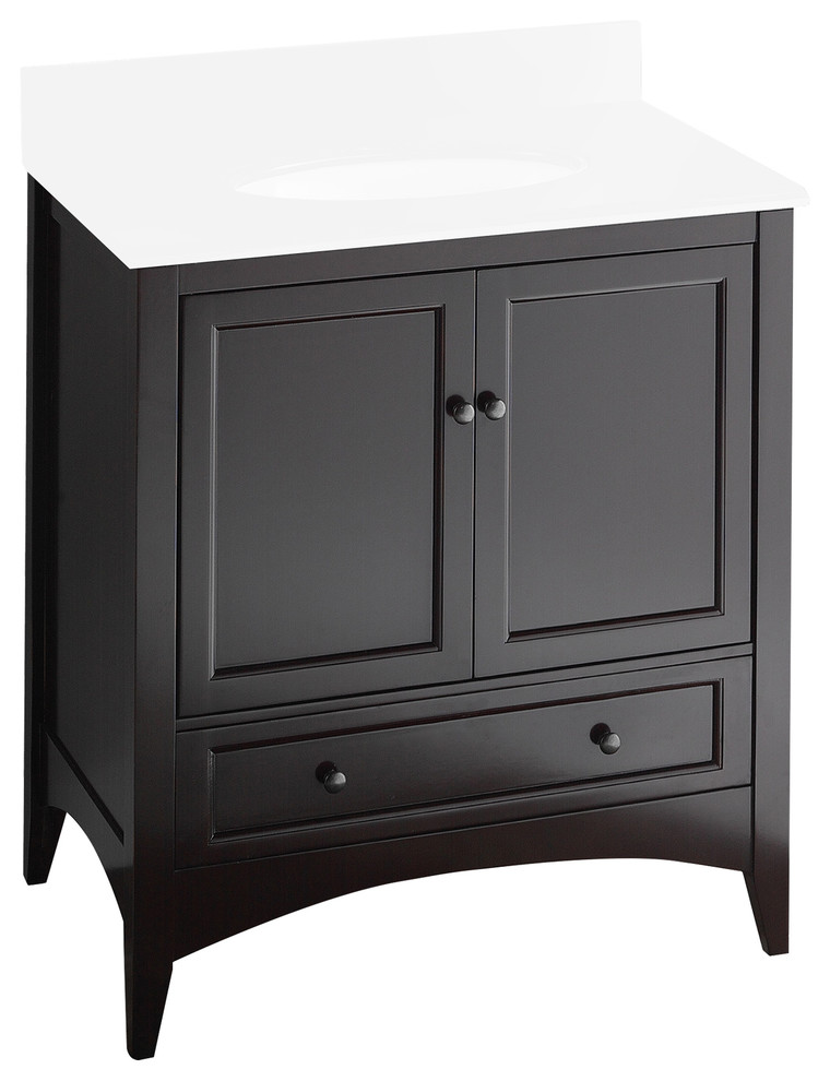 Berkshire Bathroom Vanity Base Only, Espresso Transitional Bathroom