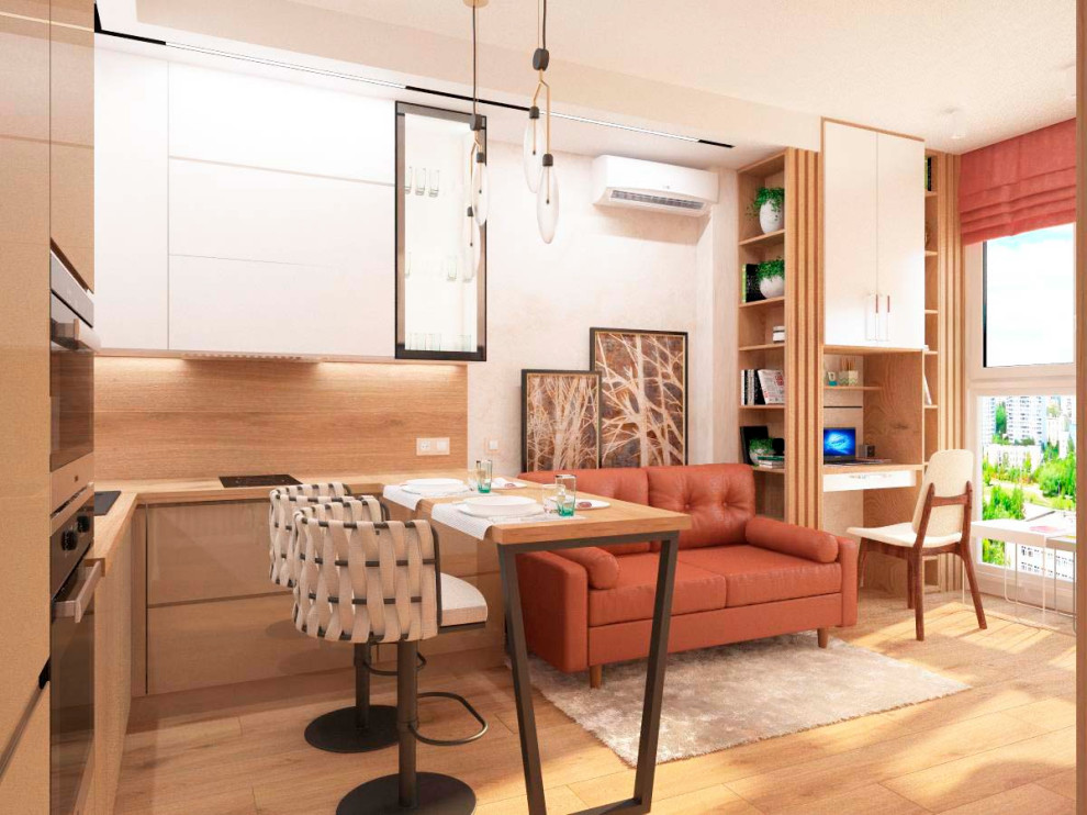 Маленькие кухня с гостиной