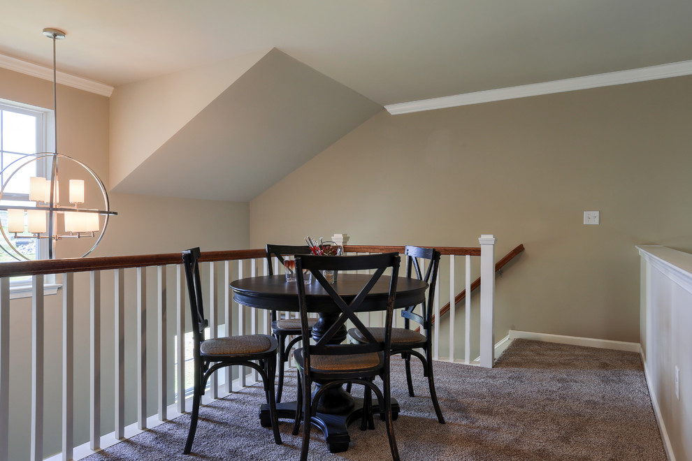 Inspiration for a large transitional carpeted and beige floor home design remodel with beige walls