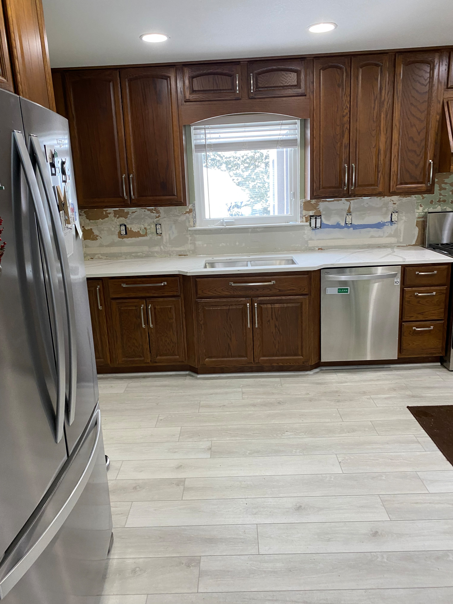 Waterford Quartz countertop and subway backsplash