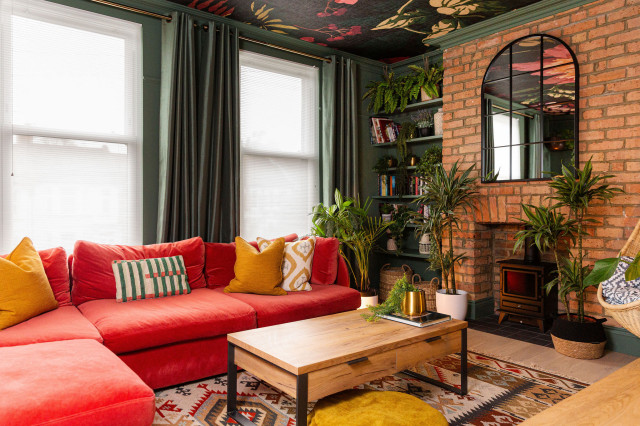Vibrant Living Room with Statement Ceiling eclectic-living-room