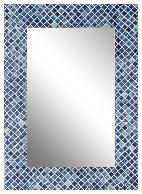 Contemporary Blue Wood Wall Mirror 22350, 26" x 1" x 36" - Contemporary - Bathroom Mirrors - by ...