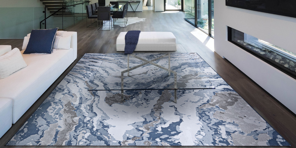 Serenity Abstract Marble Area Rug, Grey-Opal, 9'2"x12'9"