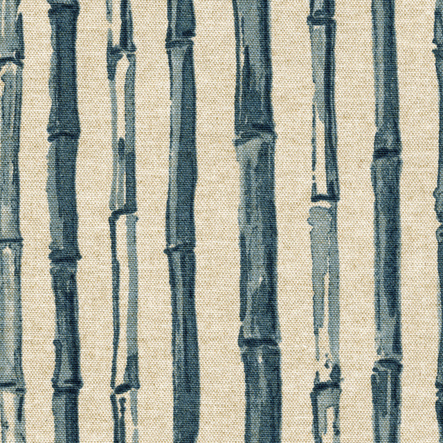 Bamboo Stripe Indigo Nature Print Blue Rod Pocket Tailored Tier
