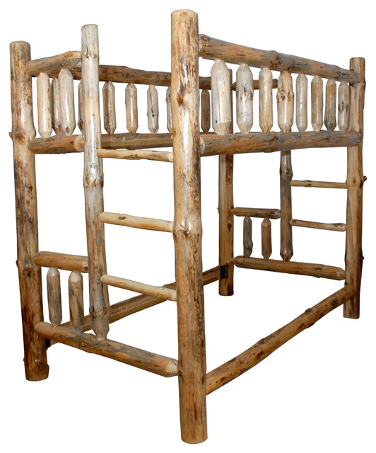 Rustic Pine Log Twin Over Bunk Bed With Clear Varnish Rustic Pine Log Twin Over Bunk Bed With Clear Varnish Beds By Furniture Barn Usa