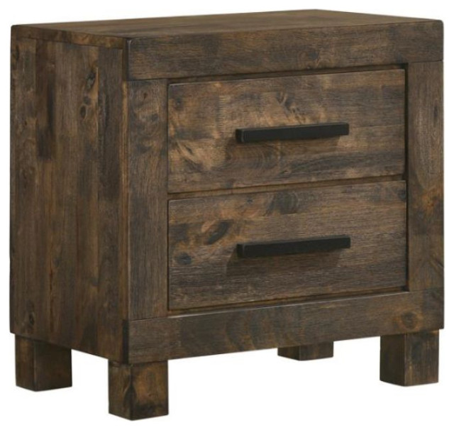 2 Drawers Wooden Nightstand, Golden Brown - Rustic - Nightstands And ...