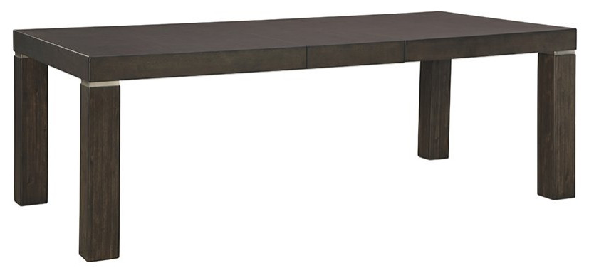 Ashley Furniture Hyndell Extendable Dining Table in Dark Brown