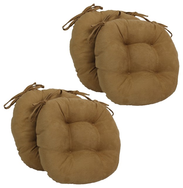 Blazing Needles 16x16-inch Round Microsuede Chair Cushions (Set of 4)