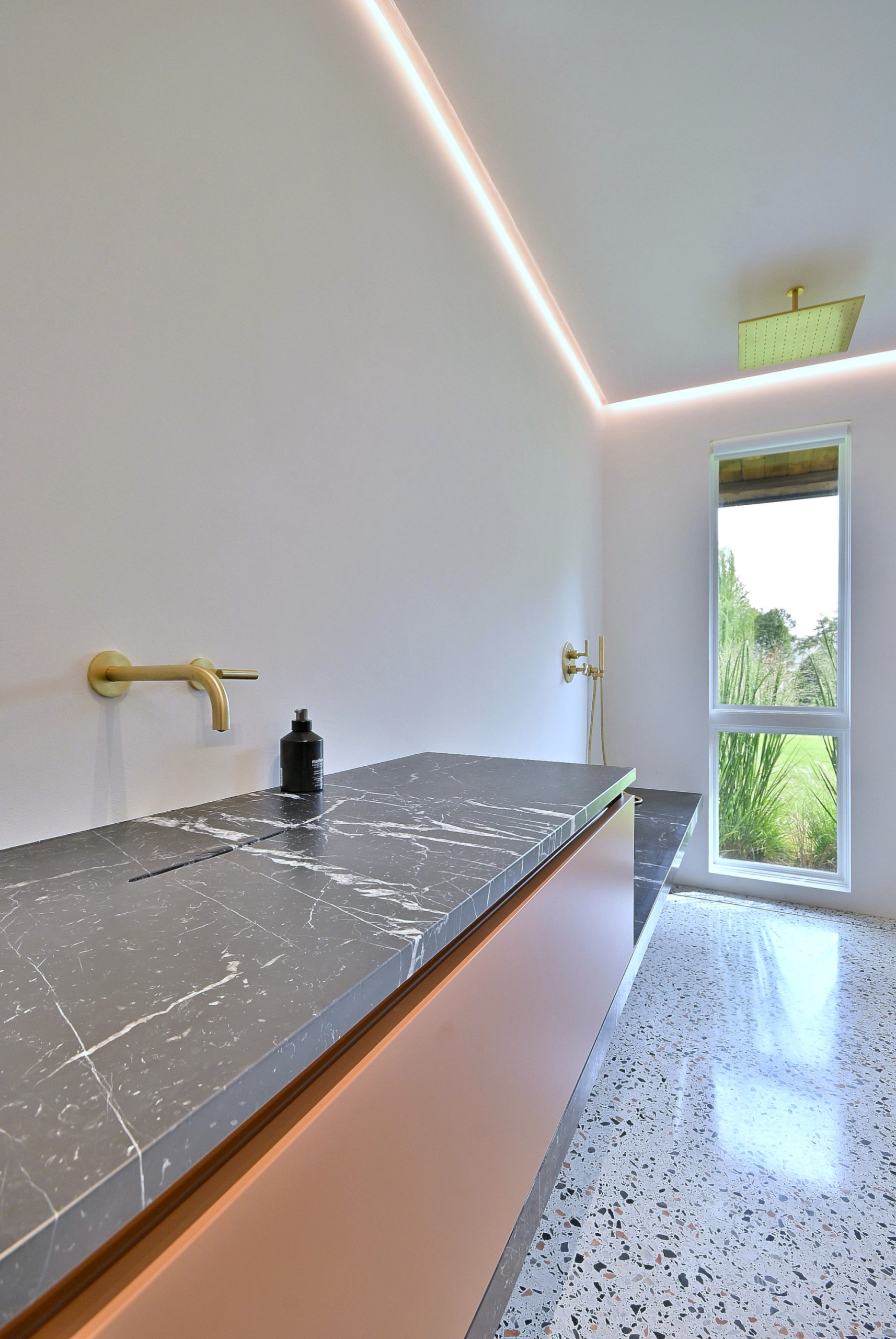 Modern Terrazzo Shower Room with Floating Details
