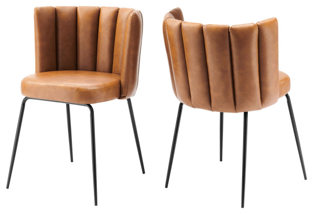 tan brown leather dining chairs