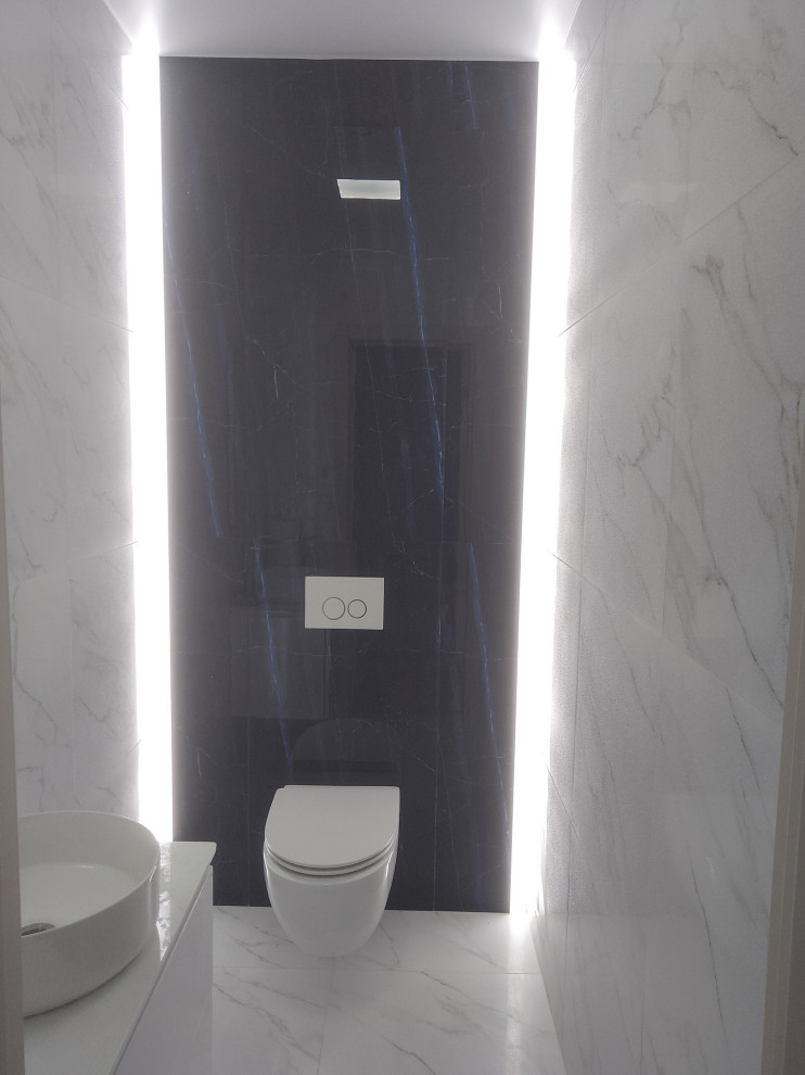 Design ideas for a contemporary powder room in Moscow.