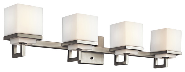 Contemporary Bathroom Vanity Lights kichler 4-light bath light, brushed nickel - contemporary Contemporary Bathroom Vanity Lights kichler 4-light bath light, brushed nickel - contemporary