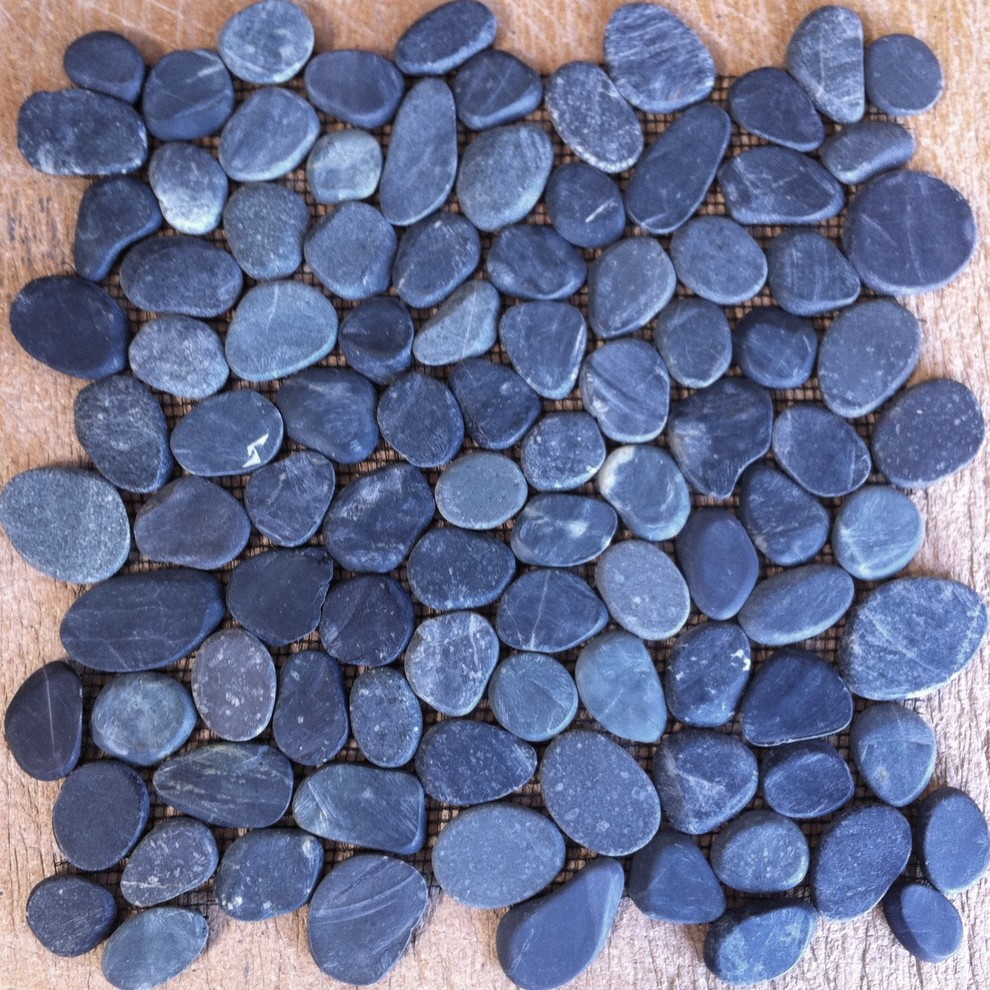 Gray Black Sliced Pebble Tile