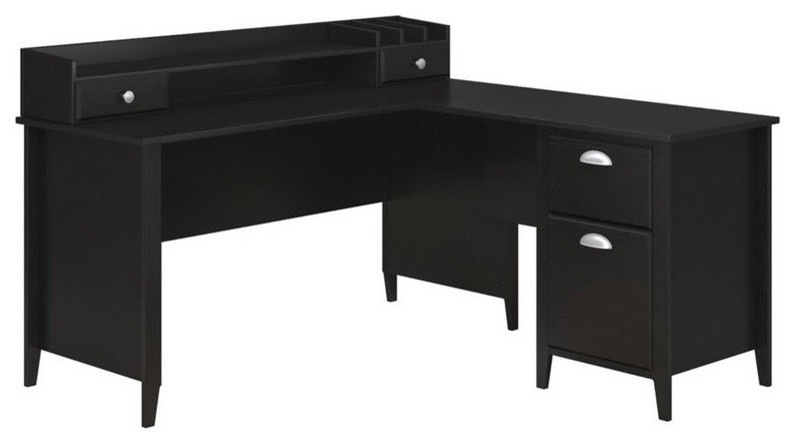 Kathy Ireland By Bush Connecticut 60 L Desk In Black Suede Oak