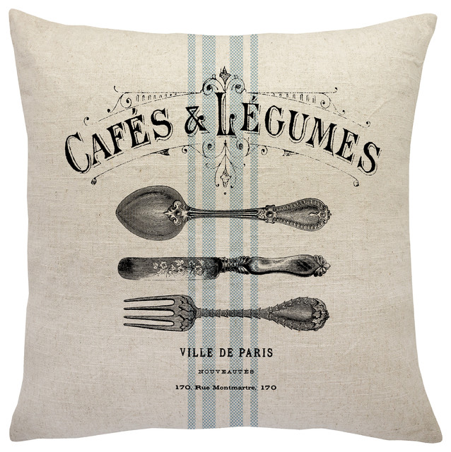 French Farmhouse Linen Throw Pillow French Country Decorative