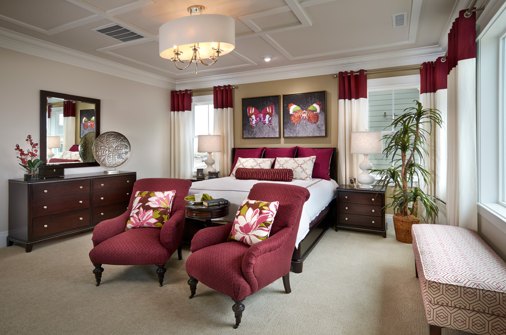 Inspiration for a timeless bedroom remodel in Denver with beige walls