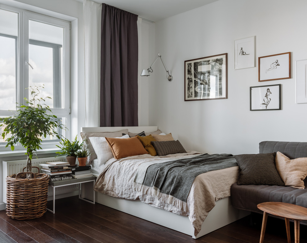 Design ideas for a scandinavian bedroom in Moscow.