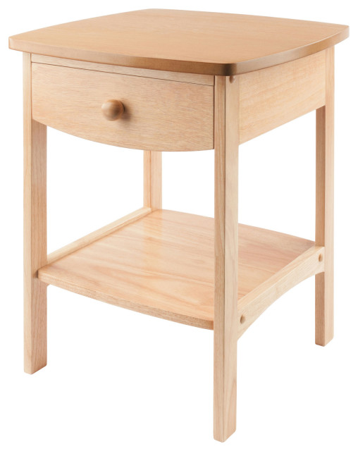 Winsome Curved End Table/Night Stand With 1Drawer Transitional