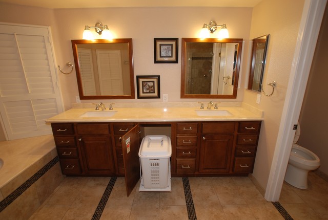 6 Foot Tub in Window Alcove & Glass Tile Inlaid Floors & Shower Bench