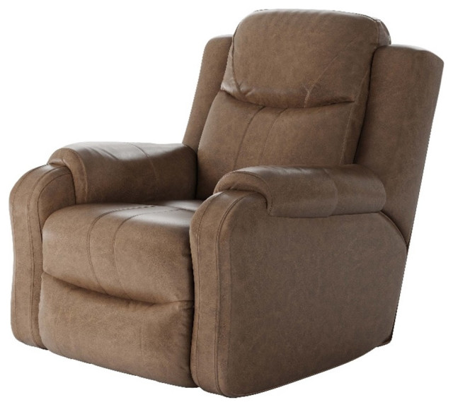Southern Motion Marvel Fabric Upholstered Rocker Recliner in Taupe Gray