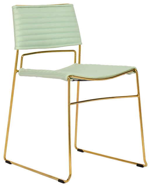 Mint Green Pu Leather Dining Chair Contemporary Modern Gold