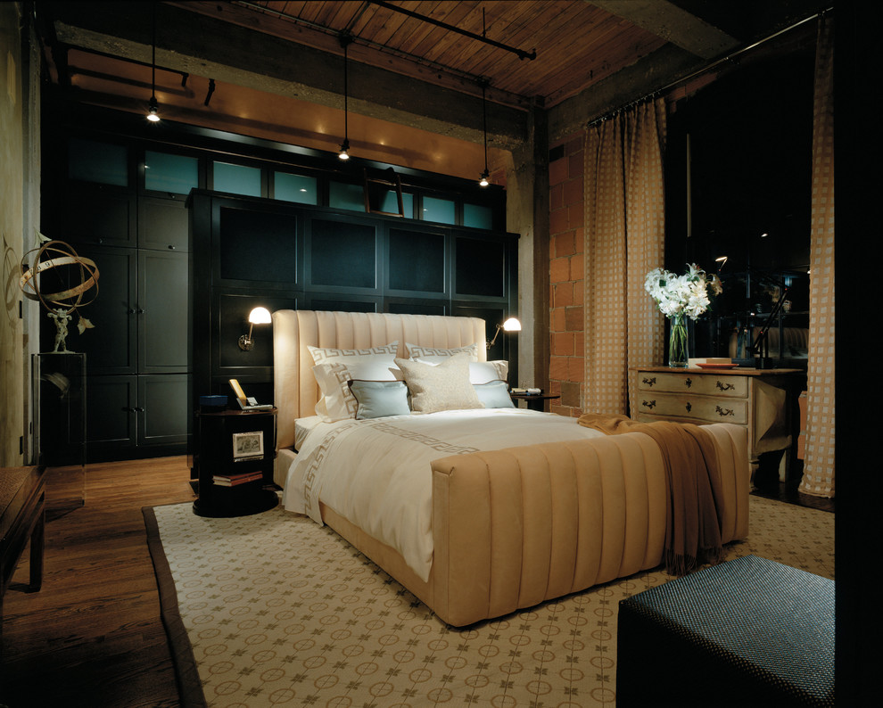 Пример оригинального дизайна: спальня в стиле рустика