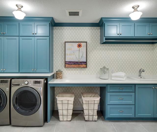 Room of the Day: Bold Blue Hub for Laundry and Crafts