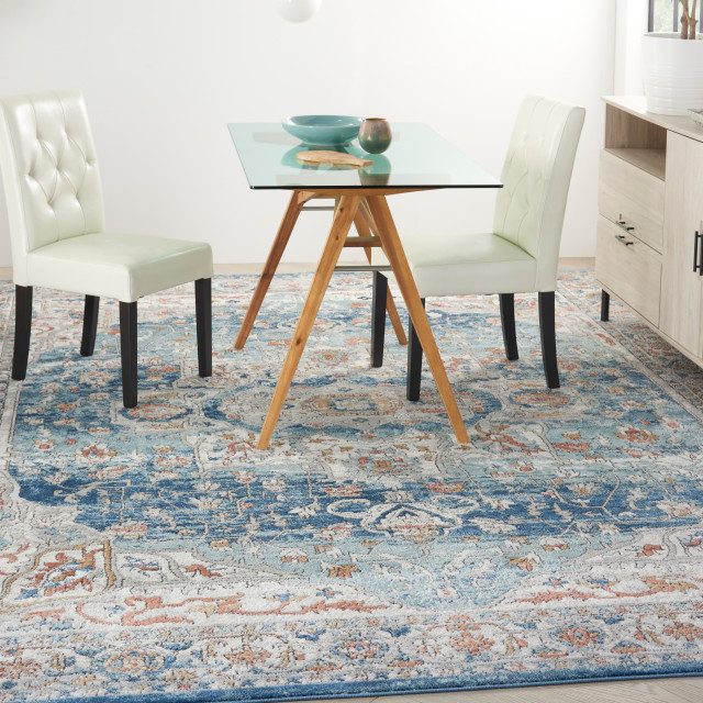 Nourison Quarry QUA11 Area Rug, Ivory/Blue, 10' x 14' Mediterranean Area Rugs by Kolibri