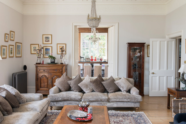 Country House, East Sussex nyklassisk-dagligstue