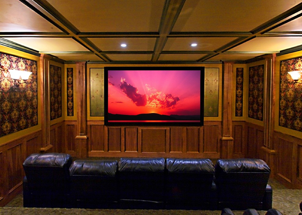 Elegant home theater photo in Grand Rapids