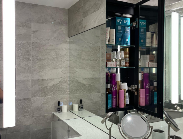 Mirror & Light Grey Bathroom contemporary-bathroom