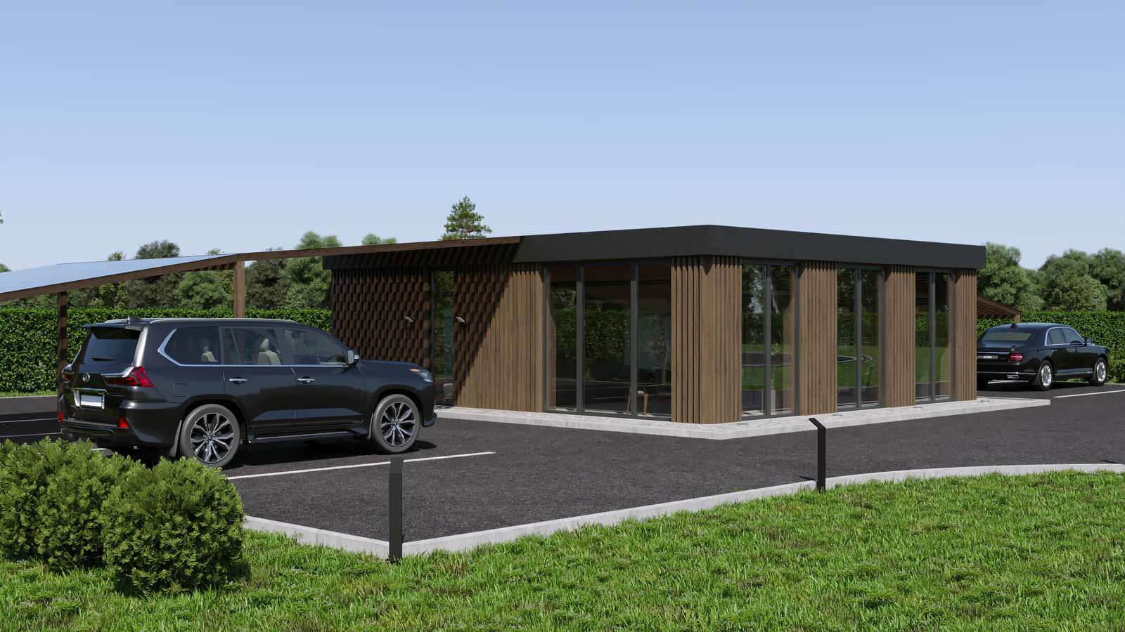 Дизайн здания ожидания гостей и пилотов на вертолётной площадке