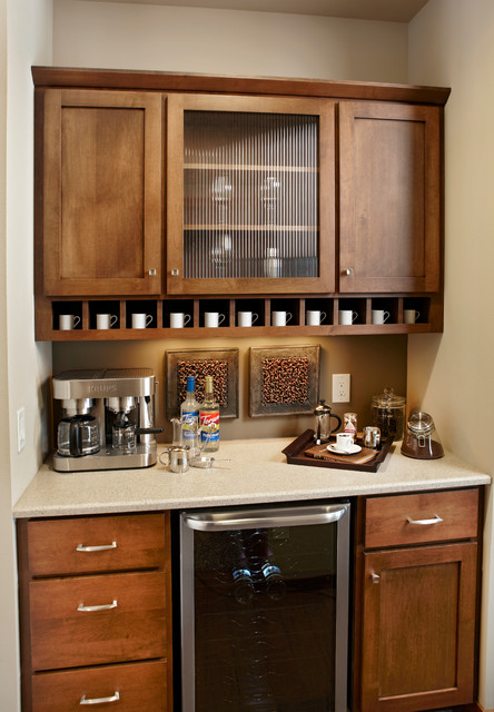 Kitchen Cabinet with Coffee Station and Wine Bar - Transitional