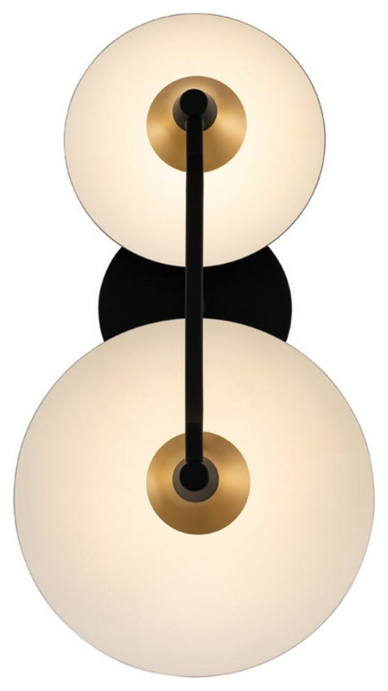 Redding Wall Sconce in Matte Black with White and Brass Accent
