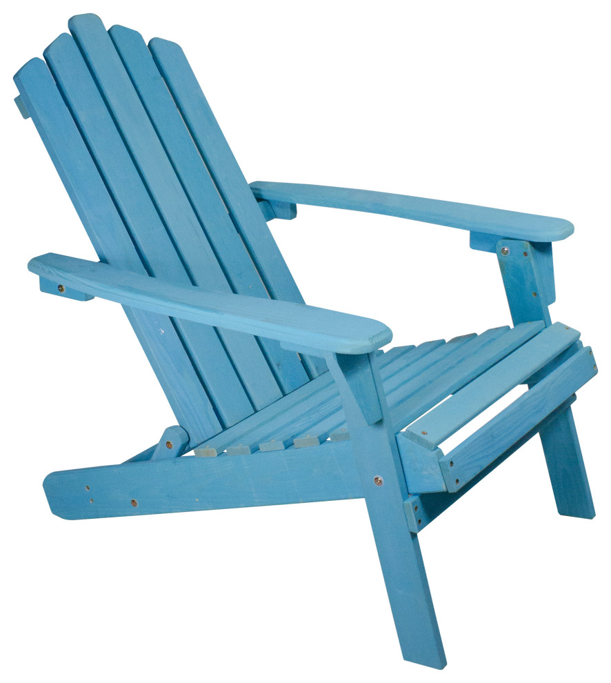 36" Blue Classic Folding Wooden Adirondack Chair Contemporary