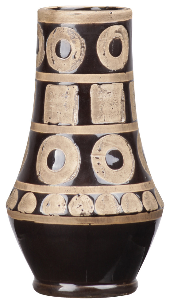 Ceramic Vase, Gloss Rough, Black Transitional Vases by Urban