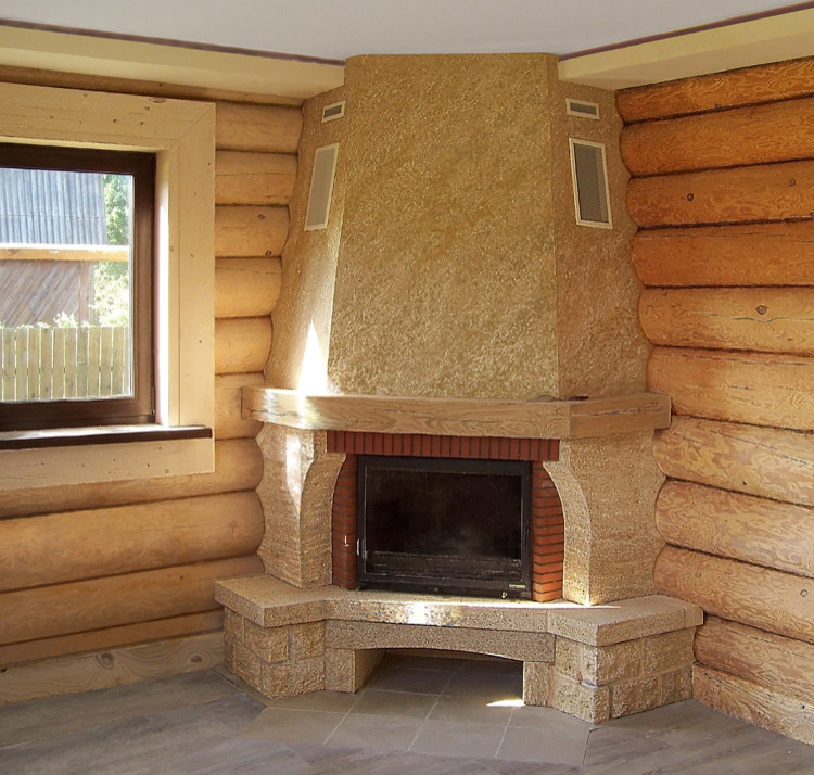 Декоративная штукатурка на камине