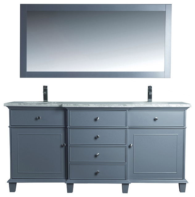 Cadence Double Sink Bathroom Vanity With Mirror Transitional Wentworth Double Vanity With Mirror Gray 72