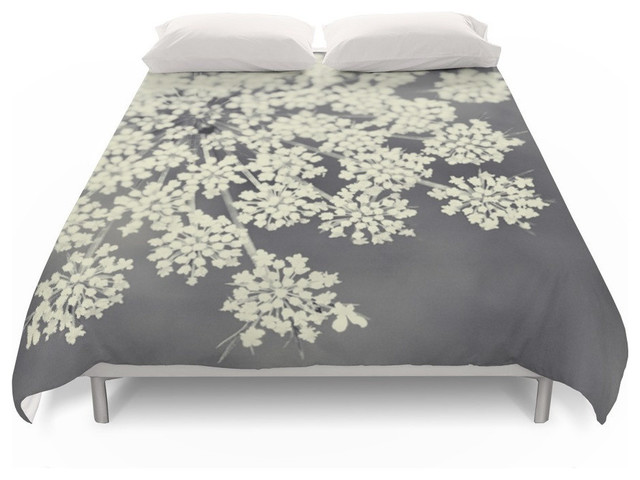 Black And White Queen Annes Lace Duvet Cover Contemporary